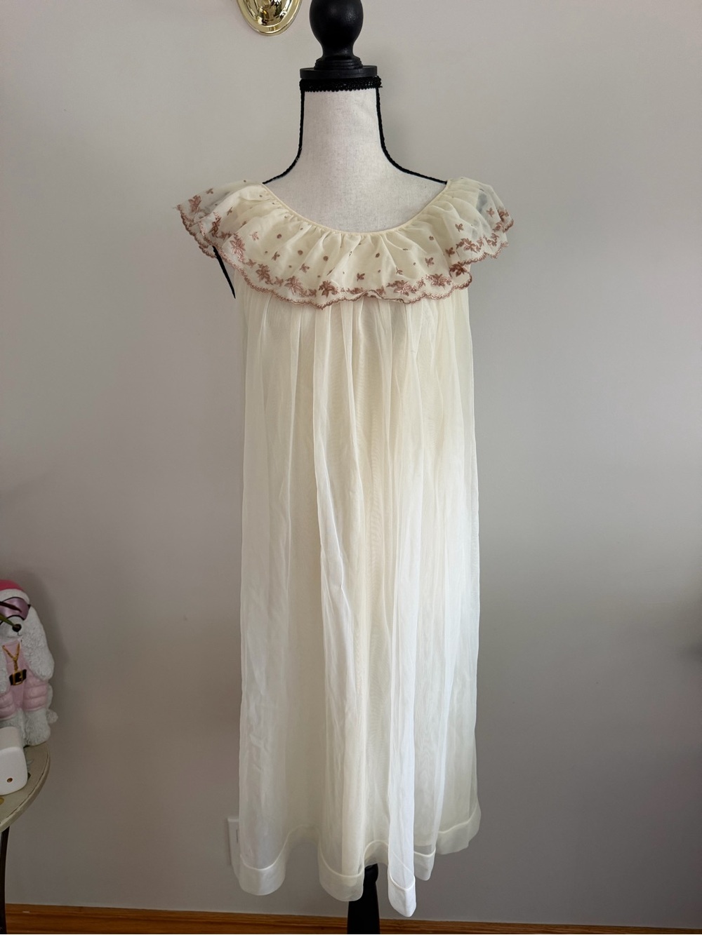 Vintage Vanity Fair Pale Yellow Sheer Nightgown